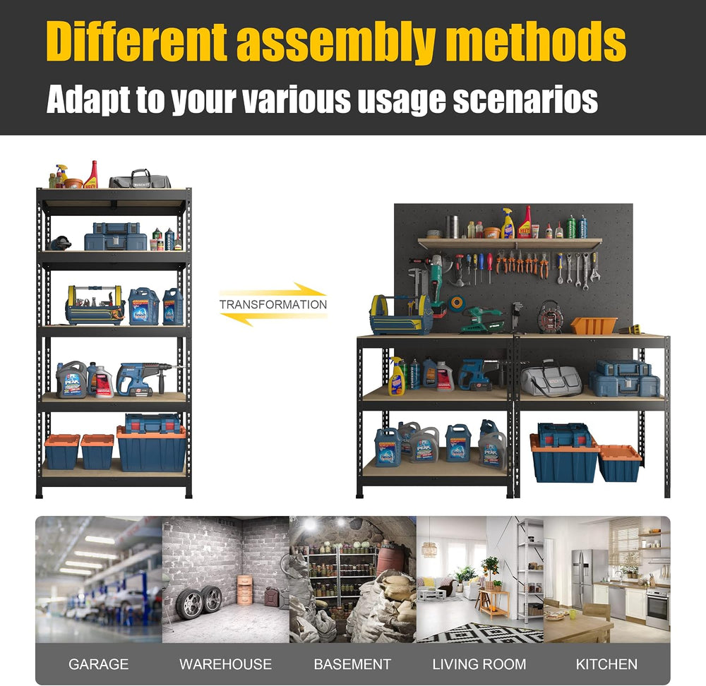 PrimeZone 71" H Storage Shelves, 5 Tier Adjustable Metal Shelf for Garage