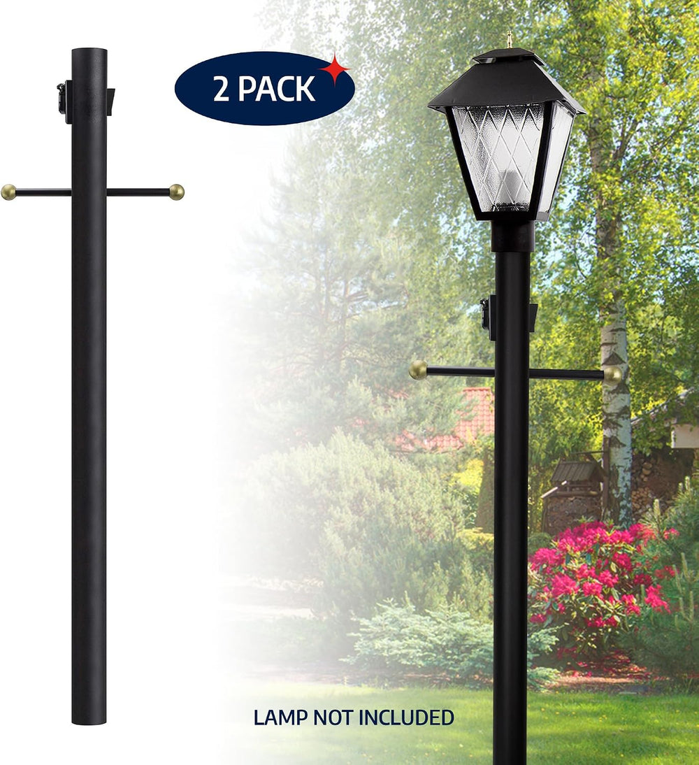 Solus 7-Foot Direct Burial Lamp Post – Outdoor Aluminum Light Pole with Decor...