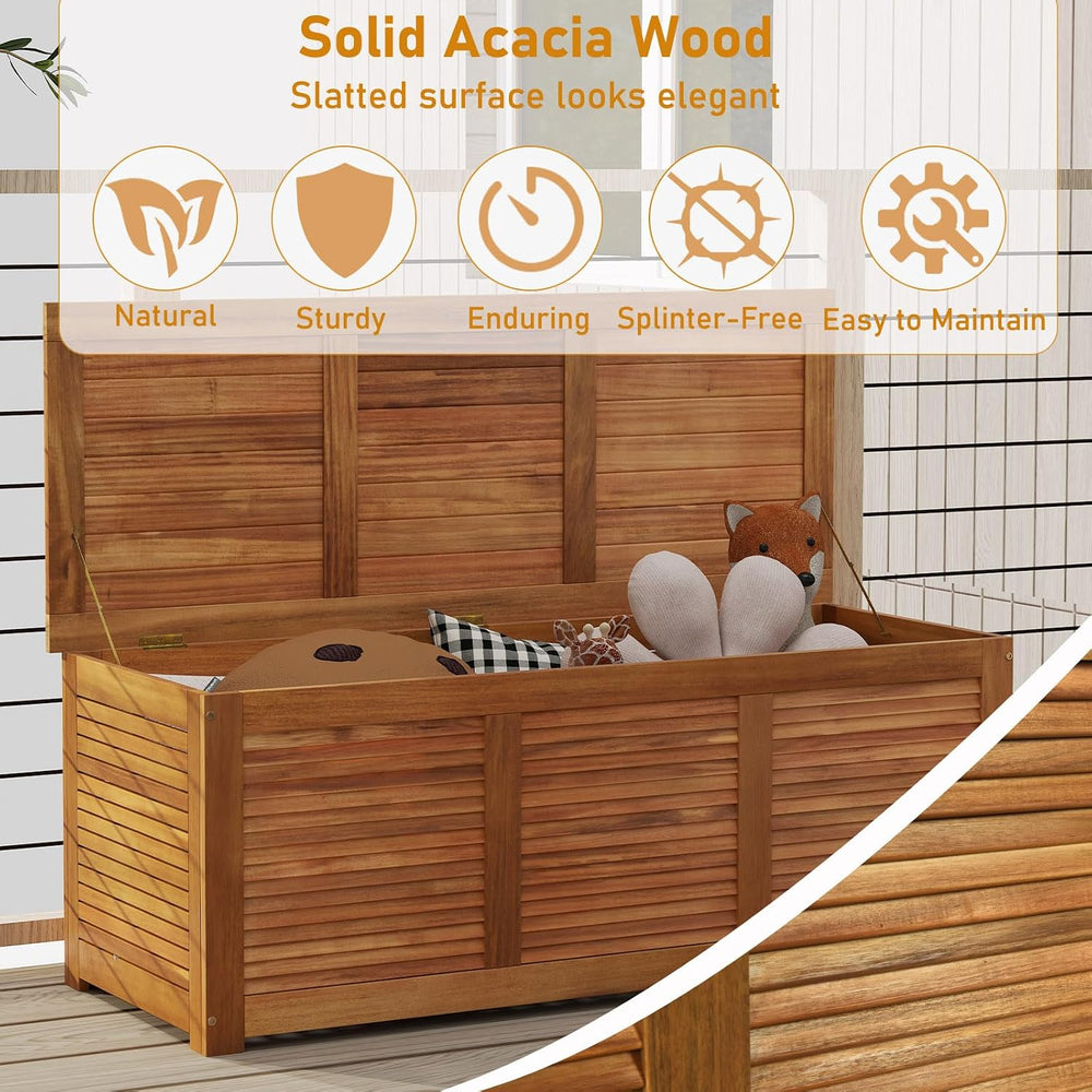 RELAX4LIFE Deck Box Acacia Wood, 46 Gallon Backyard Storage Bin Container for...