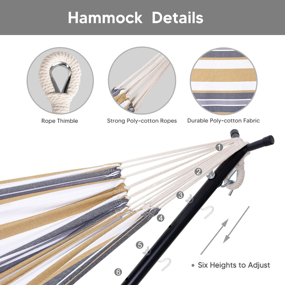SUNCREAT 2-in-1 Convertible Large Hammocks for Outside, Coffee & White