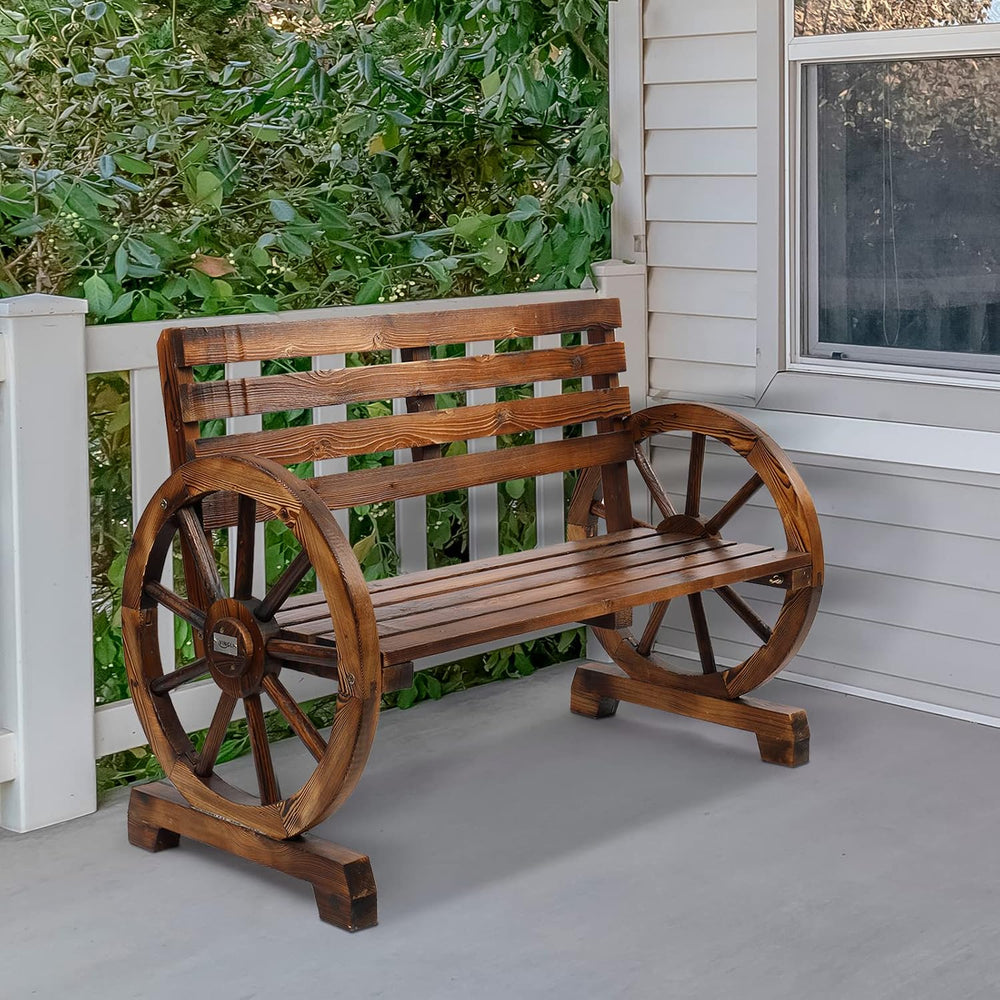 41in Outdoor Wooden Garden Bench, 2-Person, Brown
