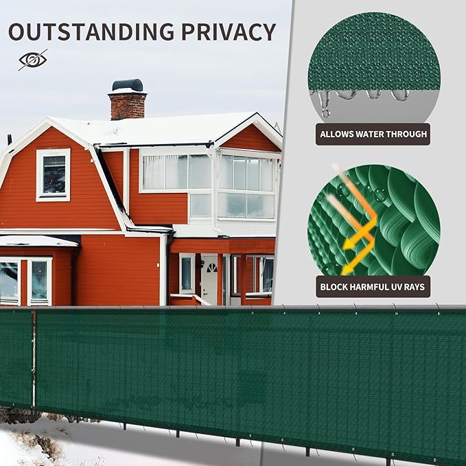 LOVE STORY Custom Size 3'x18' Dark Green Balcony Privacy Screen,UV Bl...