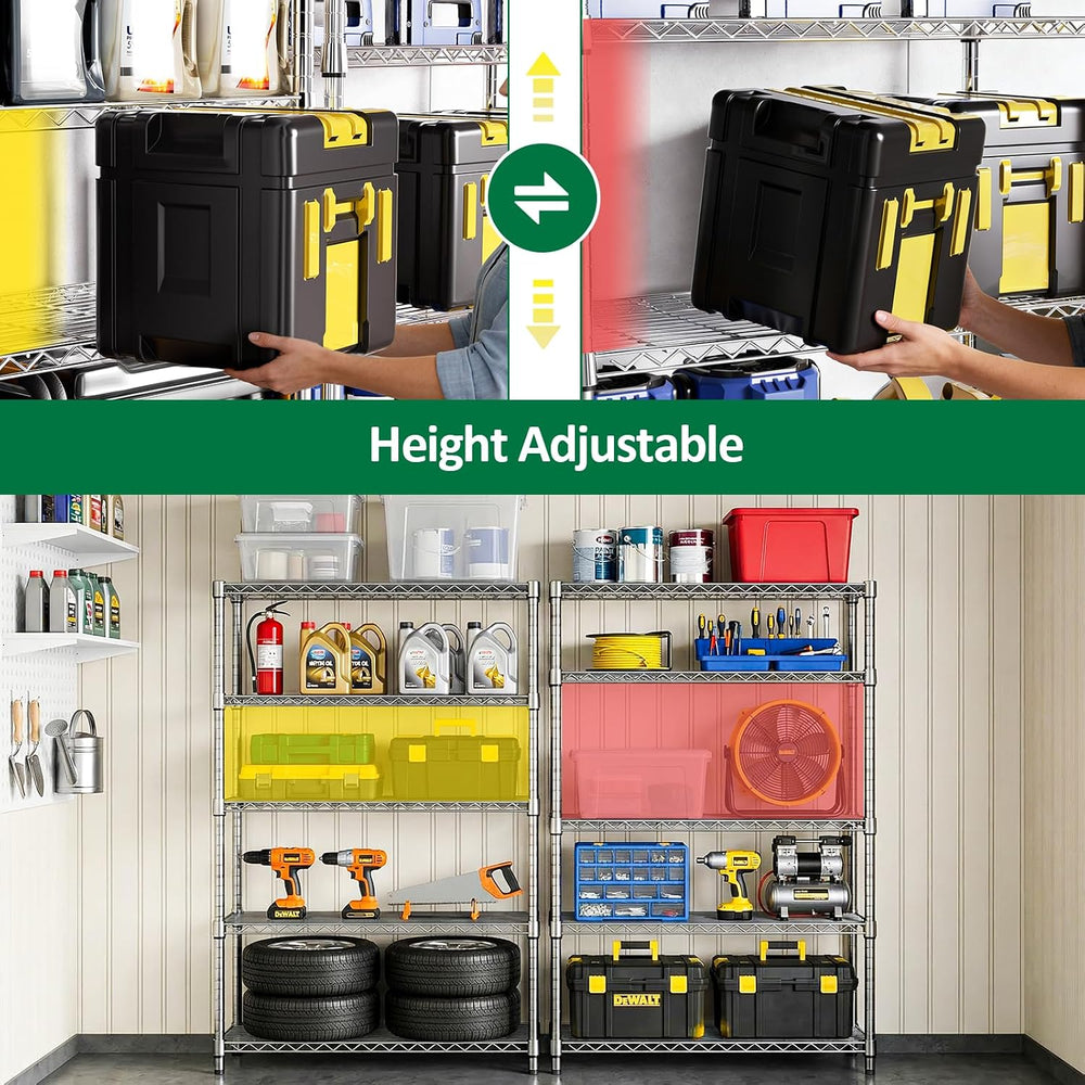 IZEUK 5-Tier Metal Storage Shelving Unit, Heavy Duty Chrome Wire Rack, Adjust...