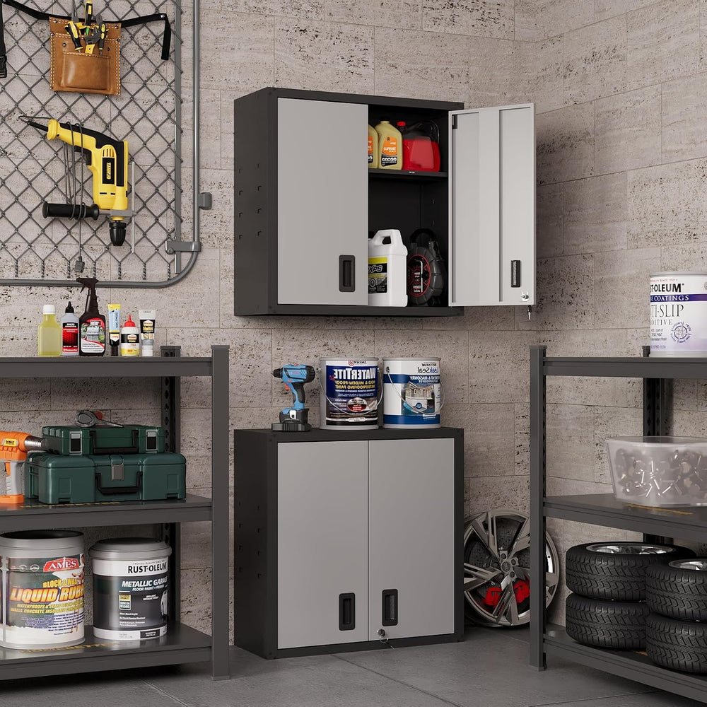 30 Inch Metal Wall Cabinet, Metal Wall Cabinet for Garage, 2pcs,Grey