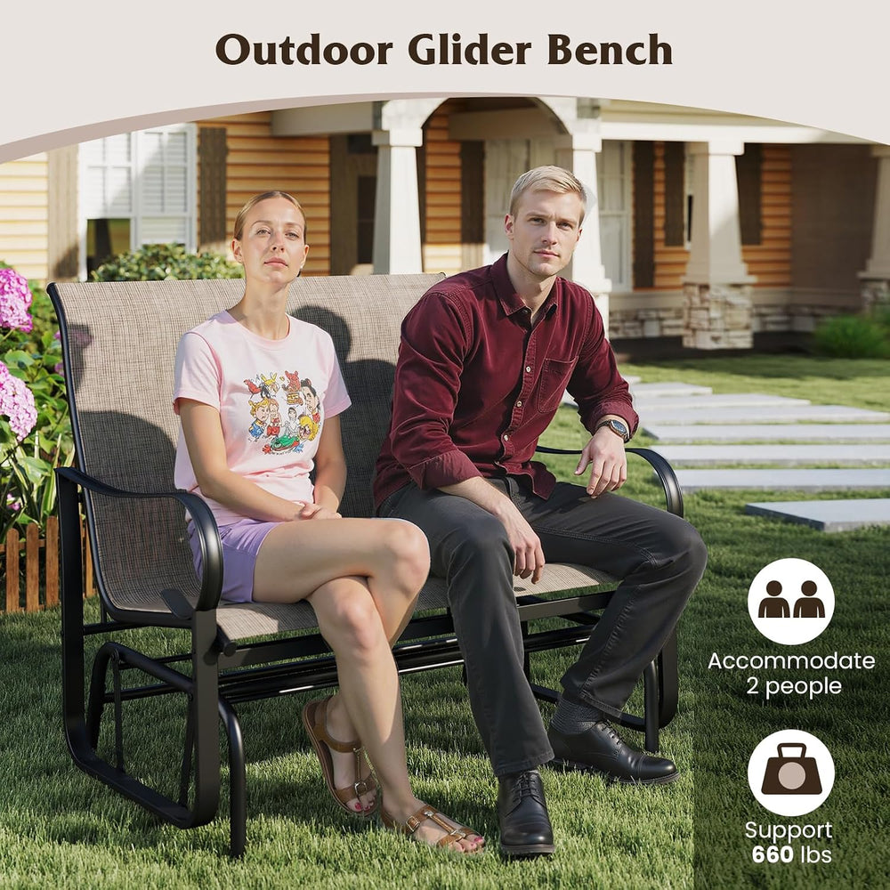 Tangkula Patio Gilder Bench, 2-Person Fabric Rocking Chair with High Backrest...
