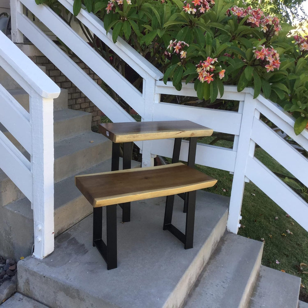 Live Edge Wood Bench 31 inch Long Natural Wooden Entryway Bench