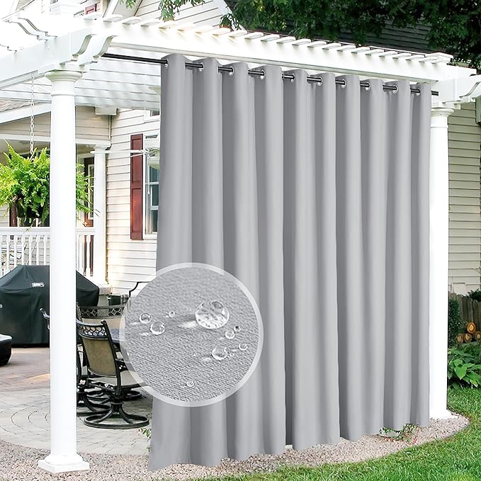 RYB HOME Extra Wide Outdoor Curtains for Patio Waterproof Heavy Duty Thermal ...
