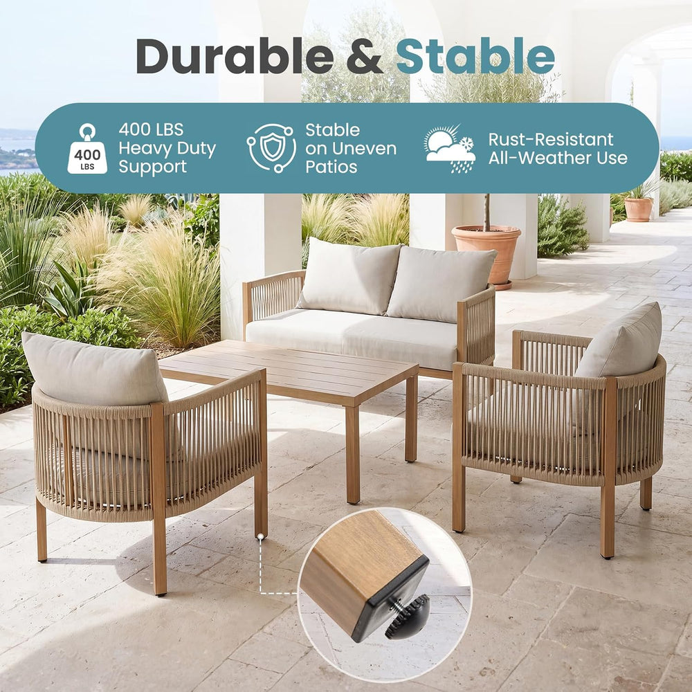 Patio Sofa Furniture Outdoor Loveseat Balcony Couch Apricot Beige