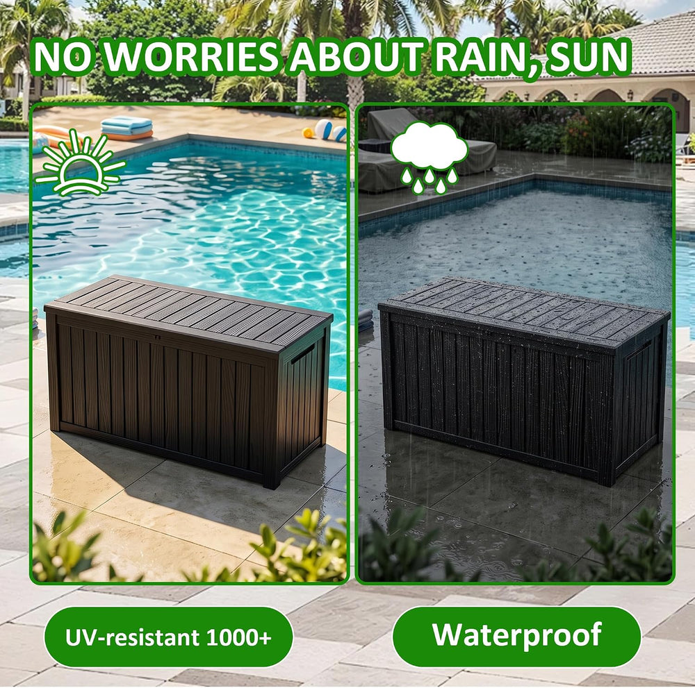 EasyUp 250Gal Large Outdoor Storage Box Waterproof Lockable Deck Boxes