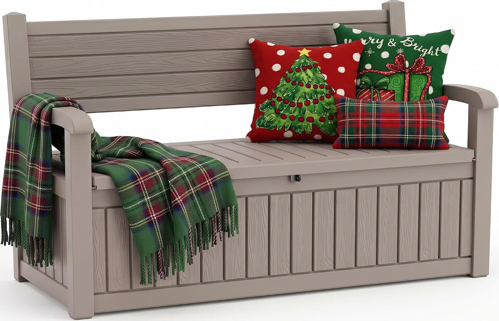 Storage Bench Outdoor Deck Box, 120 Gallon Lockable Patio Furniture