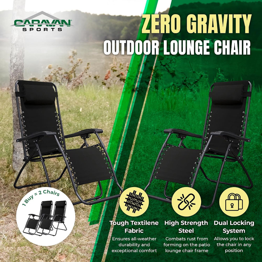 Caravan Sports Zero Gravity Outdoor Portable Folding Camping Lawn Deck Patio ...