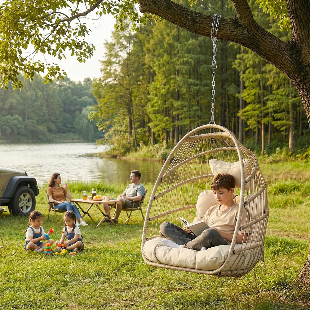 BULEXYARD Outdoor Patio Egg Chair Without Stand, Foldable Swing Chair