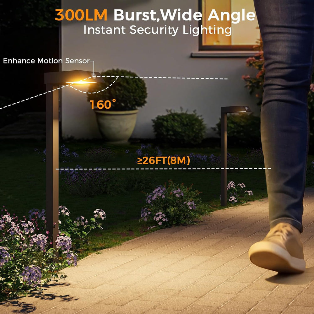 XMCOSY+ Solar Pathway Lights, 6 Pack Metal Motion Sensor Outdoor Lights | 300...