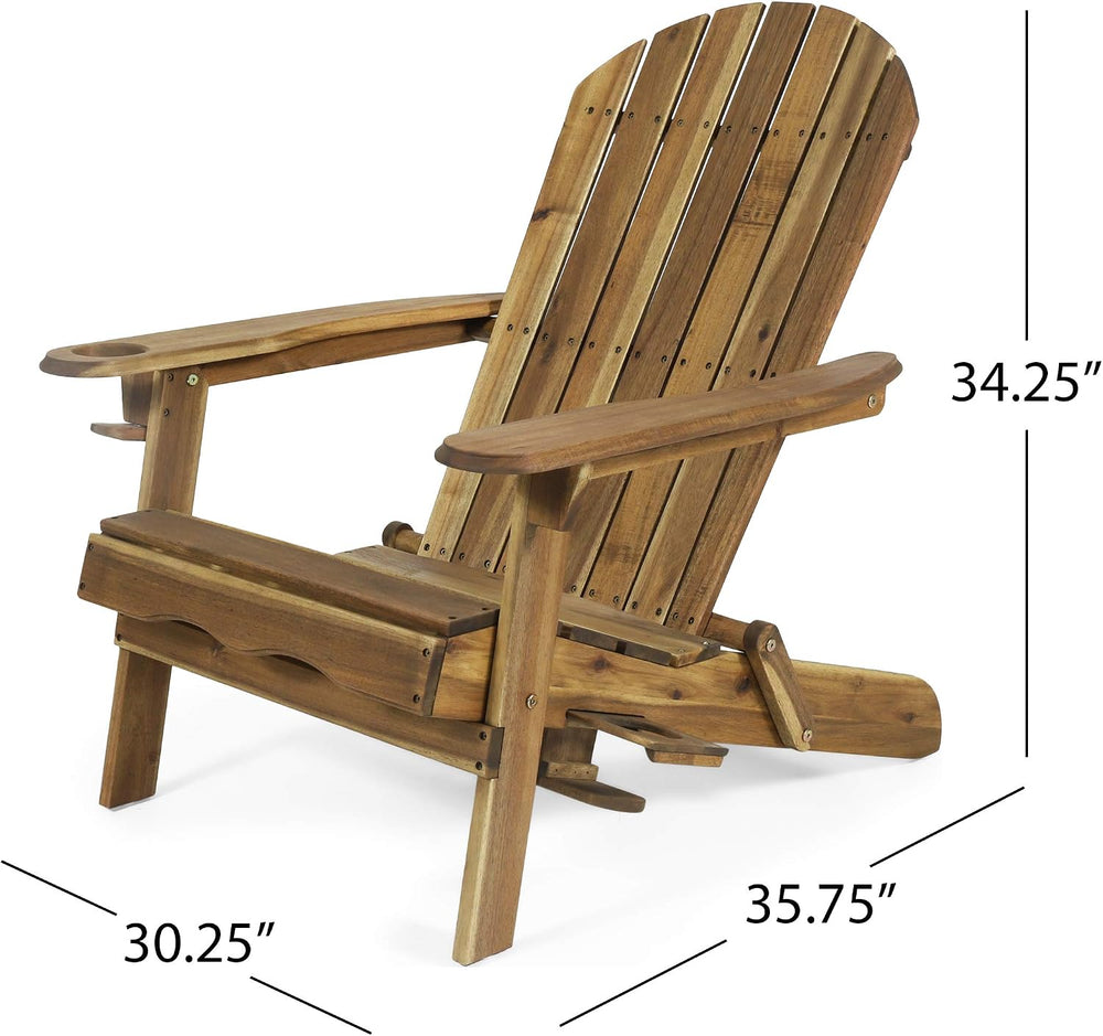 Christopher Knight Home Cynthia Outdoor Acacia Wood Folding Adirondack Chair,...