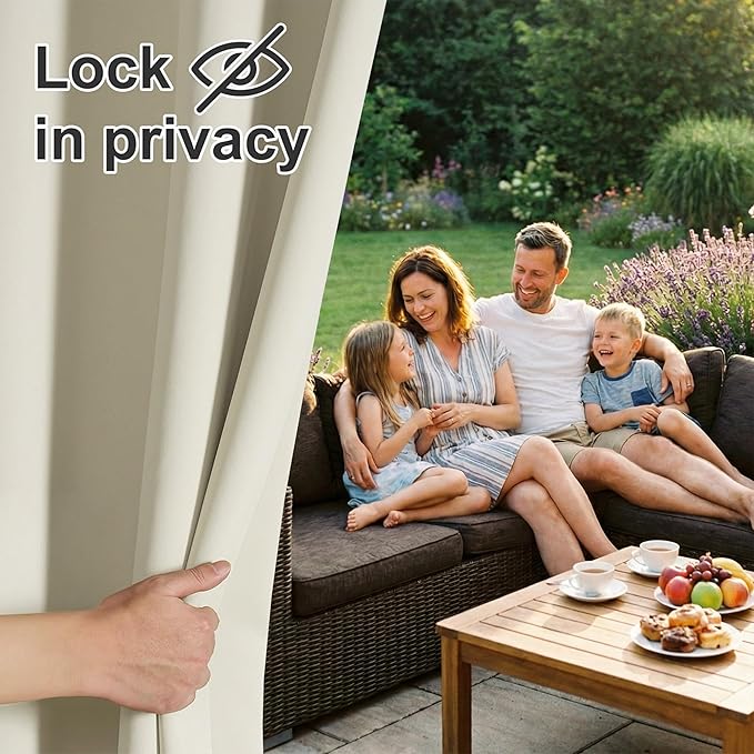 RYB HOME Extra Wide Outdoor Curtains for Patio Waterproof Heavy Duty Thermal ...
