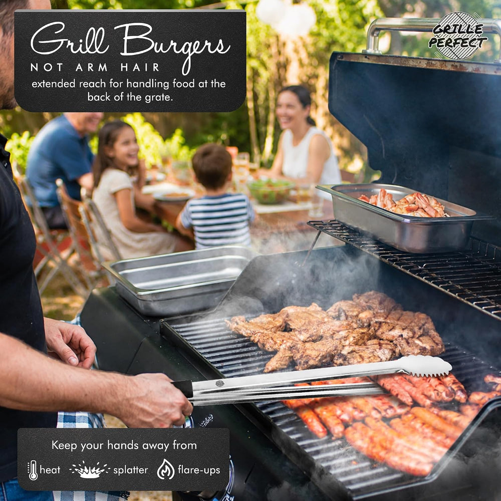 Grill Tongs 24-Inch Super Long Extra Heavy Duty for Grilling and Barbecue Hea...