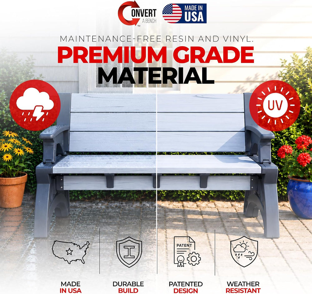 Convert-a-Bench 2-in-1 Outdoor Bench & Folding Picnic Table, Convertible