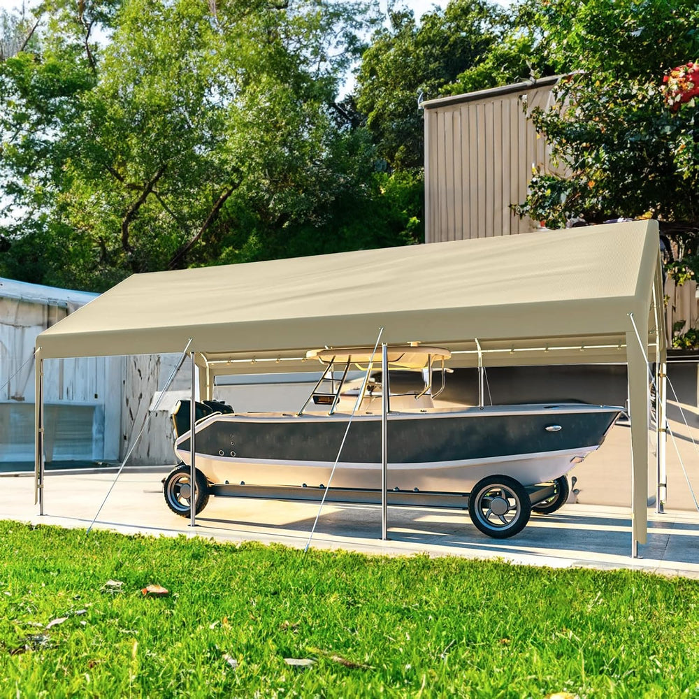 Grezone 10x20ft Heavy Duty Canopy Storage Shed, Portable Garage with Removabl...