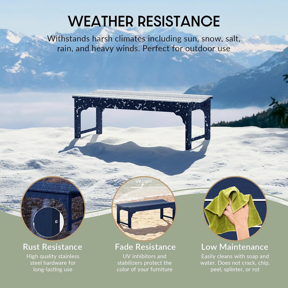 WestinTrends Malibu Outdoor Bench, All Weather Resistant Poly Lumber Backless...