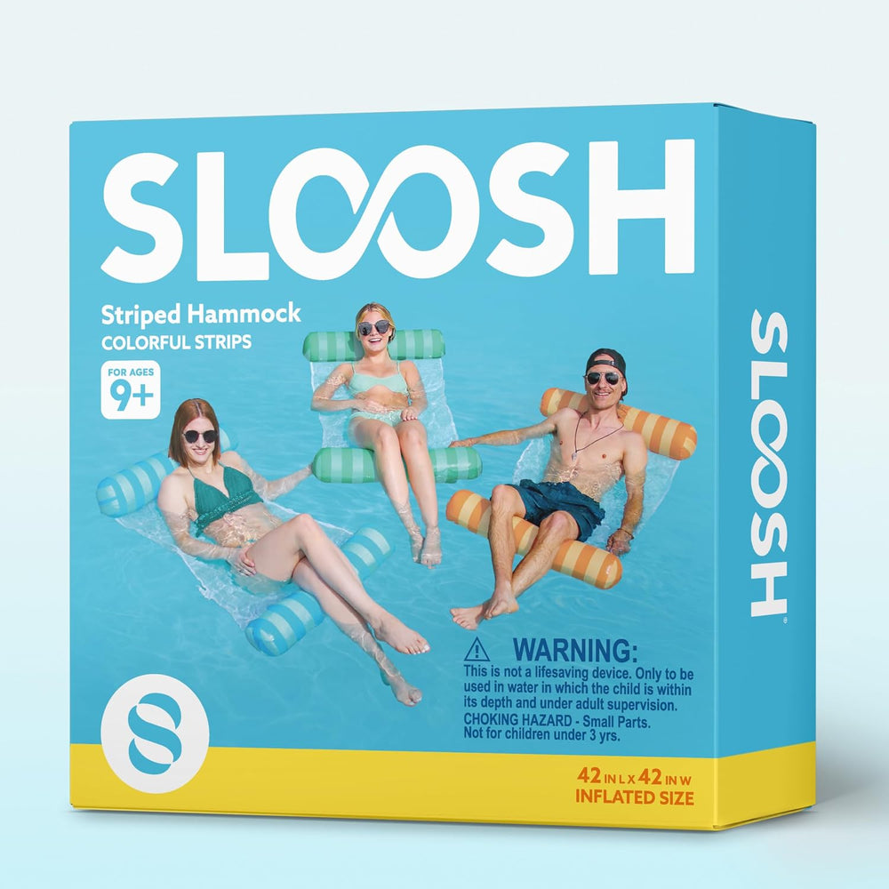 Sloosh 3 Pack Inflatable Pool Float Hammock, Water Lounges, Multi-Purpose Swi...