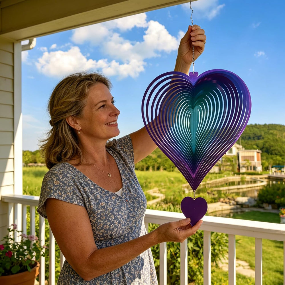 DJUAN 15in Large Heart Wind Spinner Garden Decor,Gifts for Women,Mom and Gran...