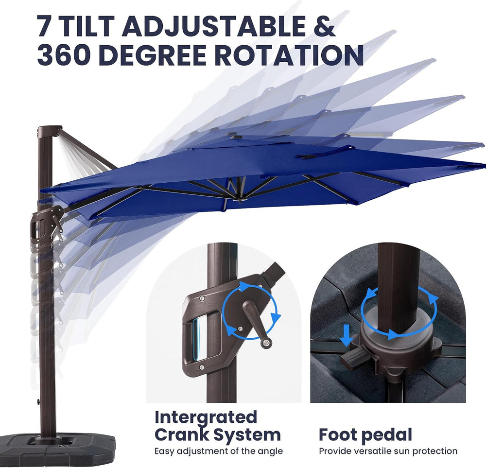 9' X 12' Cantilever Patio Outdoor Umbrella with Base Included
