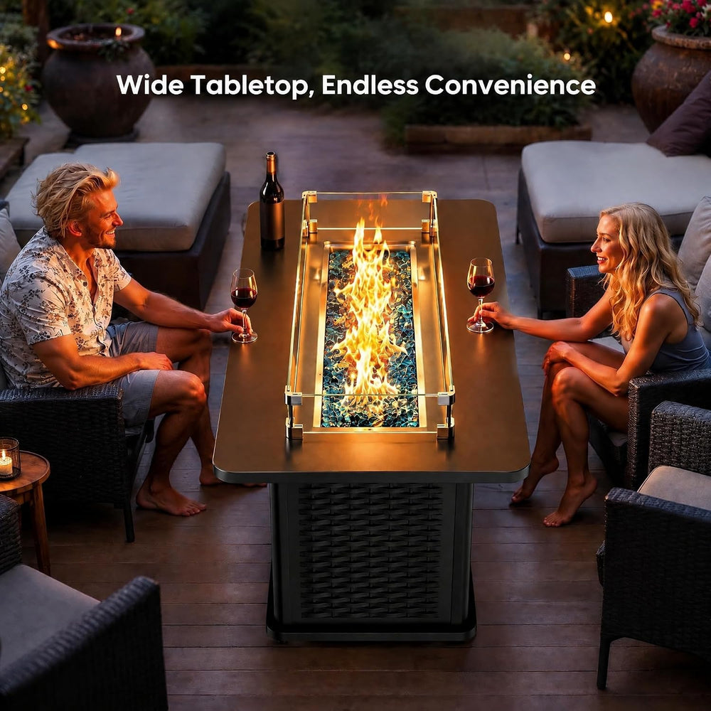 Ciays 43-Inch Rectangular Propane Fire Pit with 60,000 BTU Output, Fire Pit T...