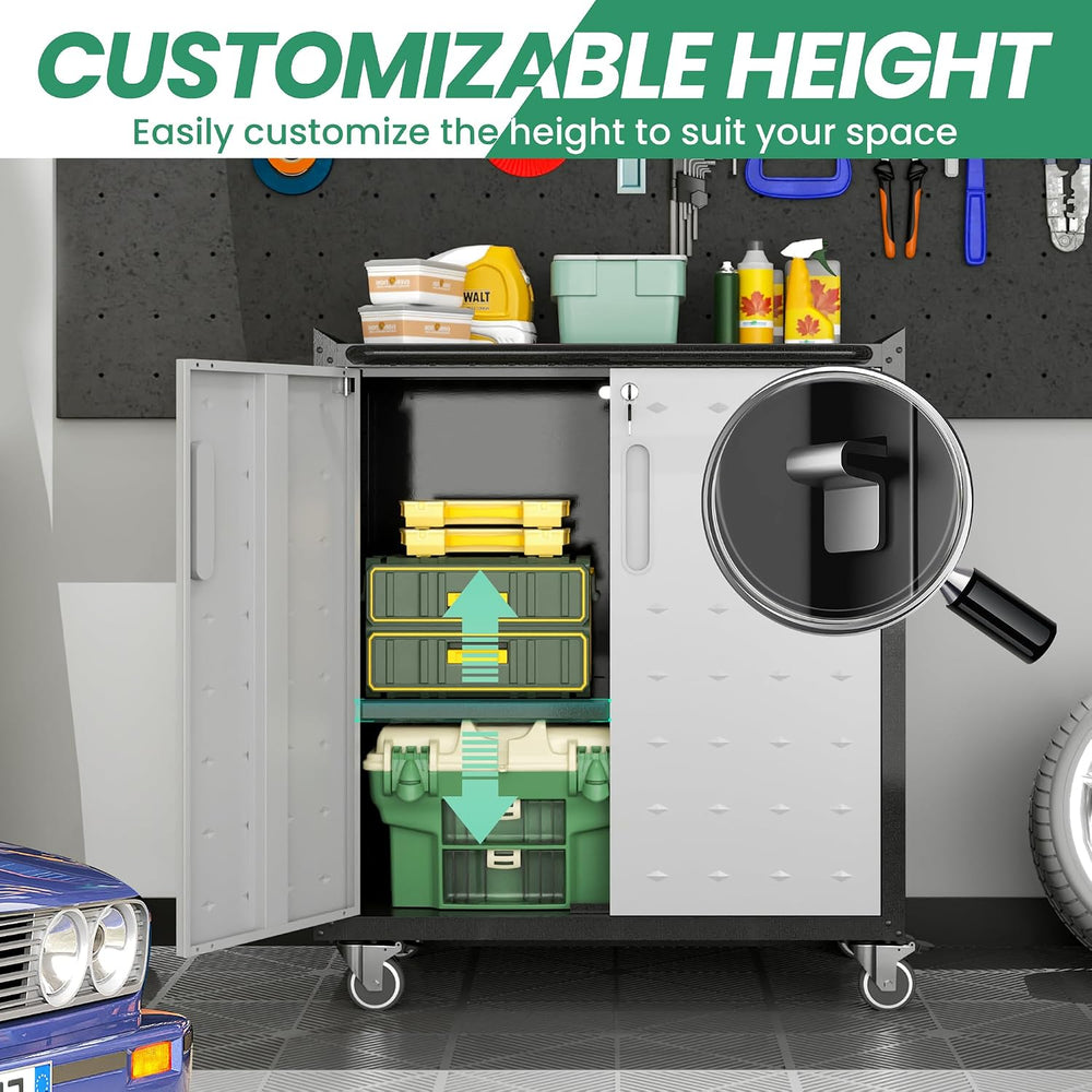 Garage Cabinet System | Heavy Duty Steel All-in-One Modular Garage Cabinet Se...