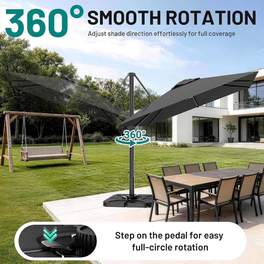 AreShark 9 X 9 FT Cantilever Umbrella w/ 360-Degree Rotation, Gray