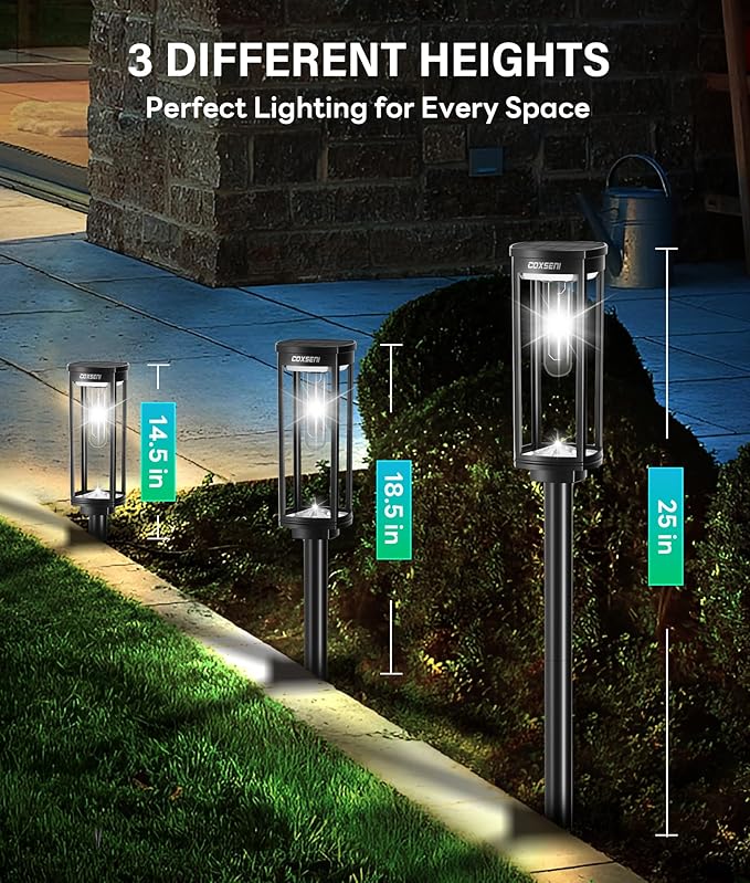 Solar Path Lights Outdoor 8 Pack, Bright Solar Pathway Lights Outside Waterpr...