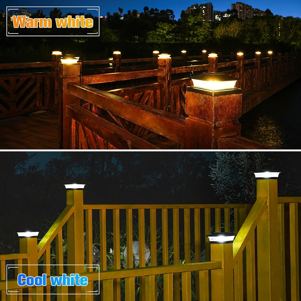 VOLISUN Solar Post Cap Lights, 2 Modes Outdoor Fence Lights (6 Pack, Black)