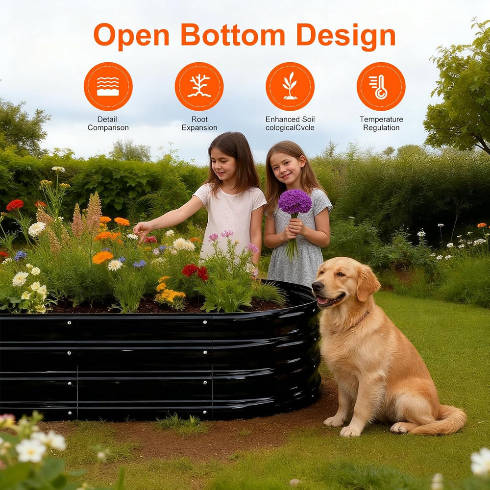 Rakukiri Raised Garden Bed Outdoor, GRS Certified Recycled Metal Planter Box ...