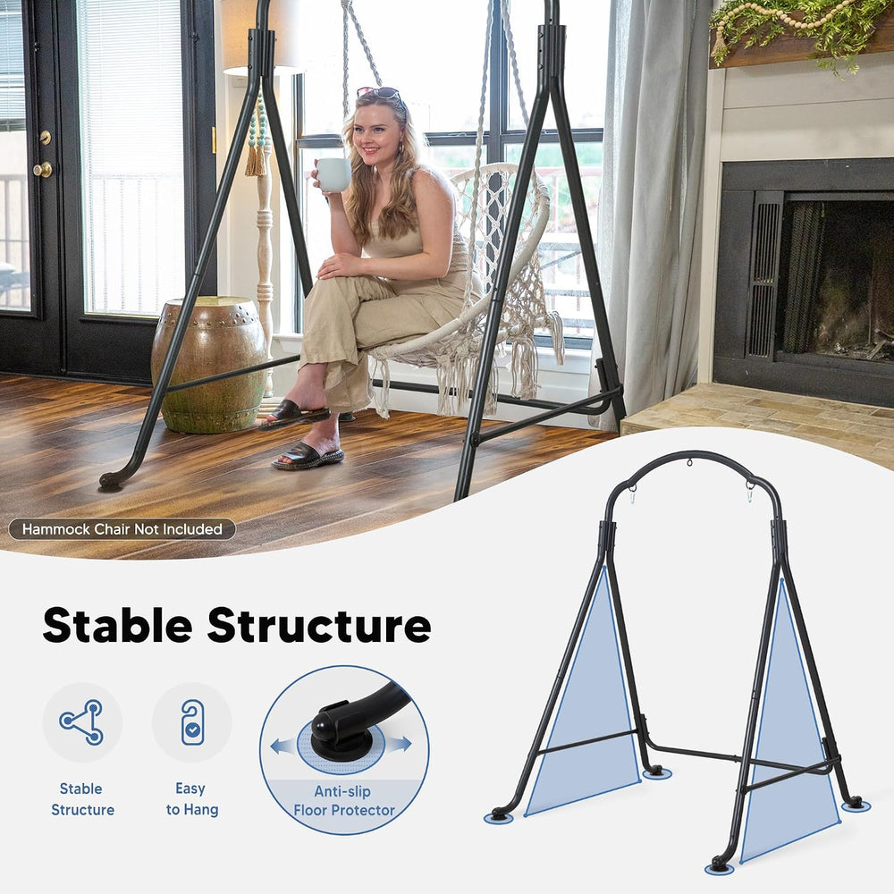 SUNCREAT Hammock Chair Stand, Heavy-Duty Steel Swing Stand, Patented, Black