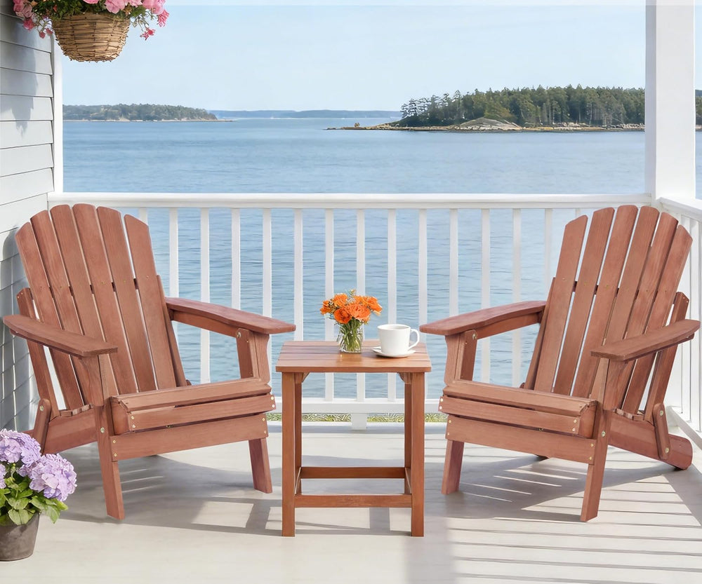 SoliWood Oversize Wooden Outdoor Folding Adirondack Chair with Pre-Assembled ...