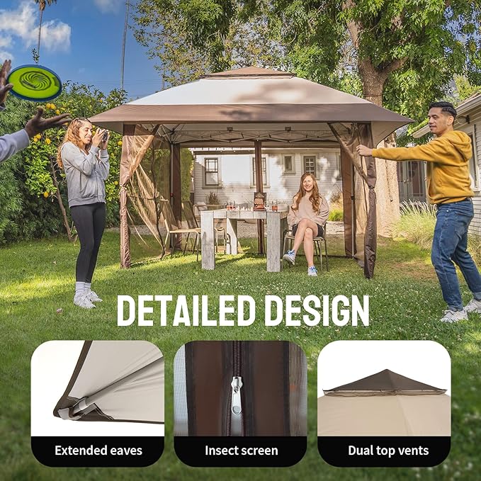 CROWN SHADES 11x11 Pop Up Gazebo, Patented One Push Outoor Canopy Tent with W...