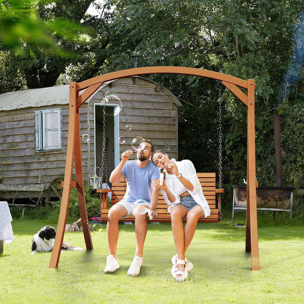 VINGLI 2026 Upgraded 4 FT Wooden Porch Swing, 880 LBS Heavy Duty, Brown