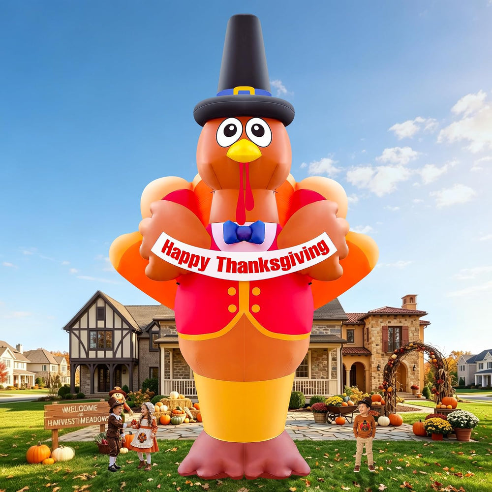 15FT Thanksgiving Day Turkey Inflatable Kalolary Fall Outdoor Decoration