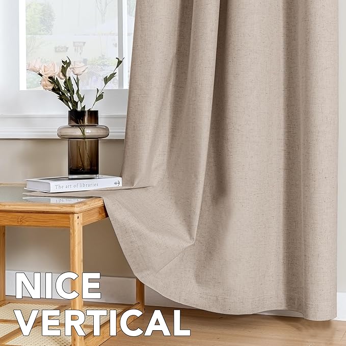 H.VERSAILTEX Linen Curtains 100% Blackout Curtains for Bedroom 63 inch Long F...