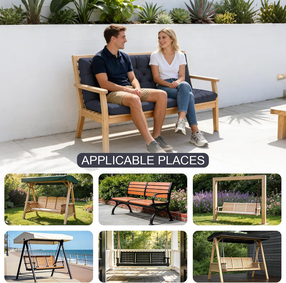 Porch Swing Cushions, Outdoor Swing Replacement Cushions 3 Seater with Backre...