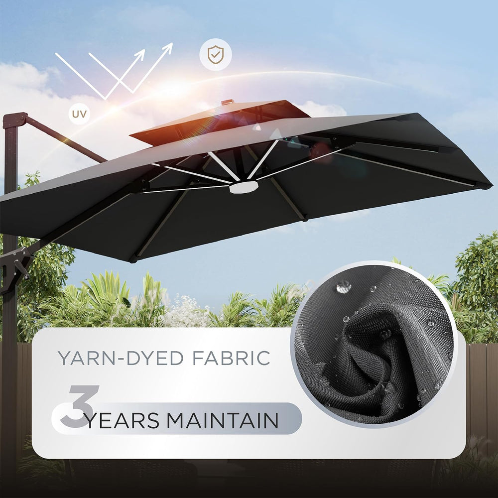 Deconk 10' X 13' Patio Cantilever Outdoor Umbrella with Base and LED ...