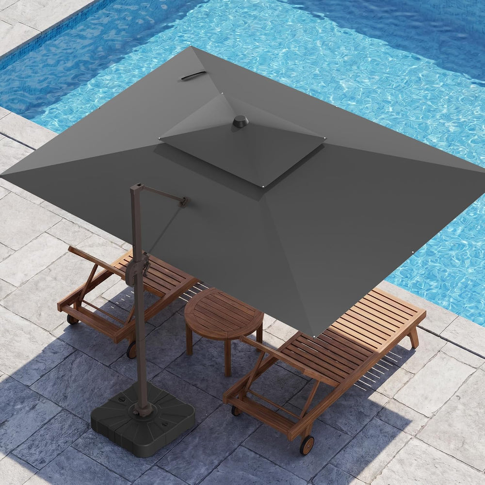 HASLE OUTFITTERS 10x13' Patio Cantilever Umbrella for Outdoor, 2 Top, Grey
