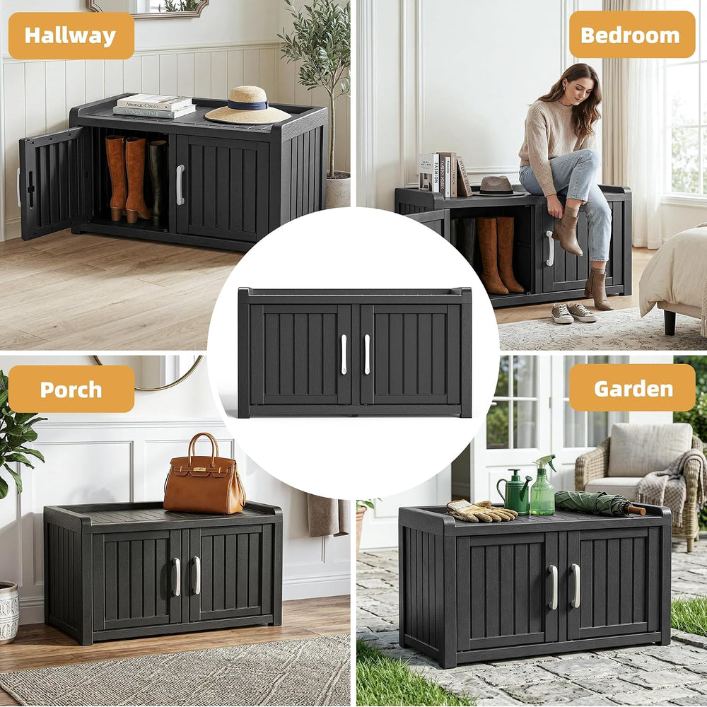 EFU Shoe Bench with Storage, Shoe Cabinet Waterproof, Storage Bench Outdoor