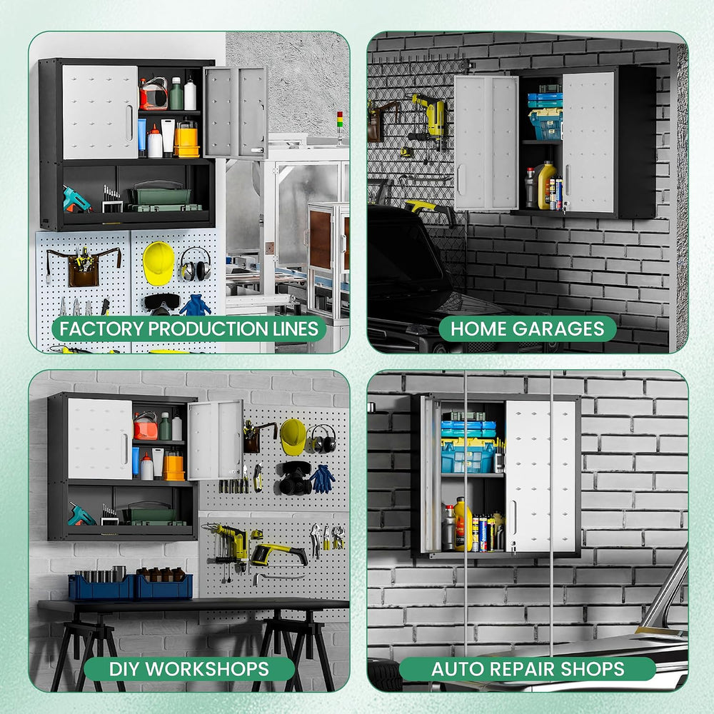 Garage Wall Cabinet,29.5" W Wall Mounted Garage Cabinets with Adjustable...