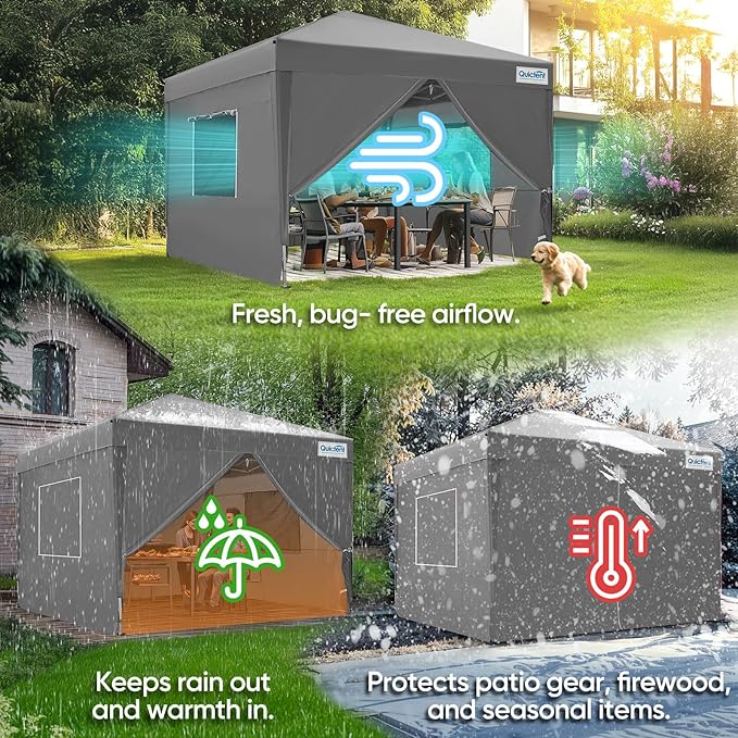 Quictent Privacy 10x10 Pop up Canopy Tent with Sidewalls and Roll-up Ventilat...