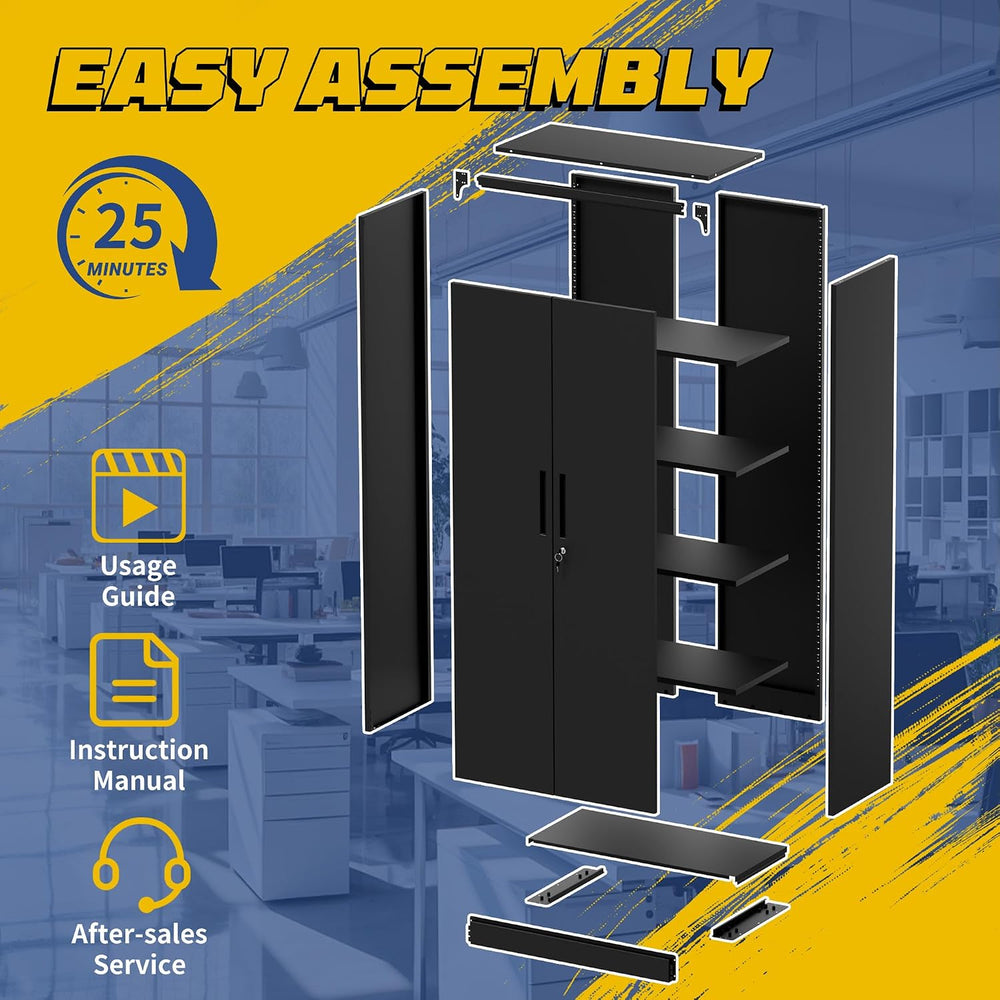 Metal Storage Cabinet, 73" H Garage Storage Cabinets with Wheels