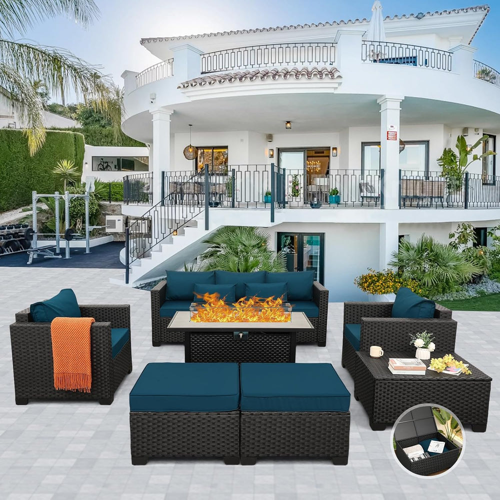Outdoor Patio Furniture 60000 BTU Outdoor Propane Fire Pit Table Patio Furnit...