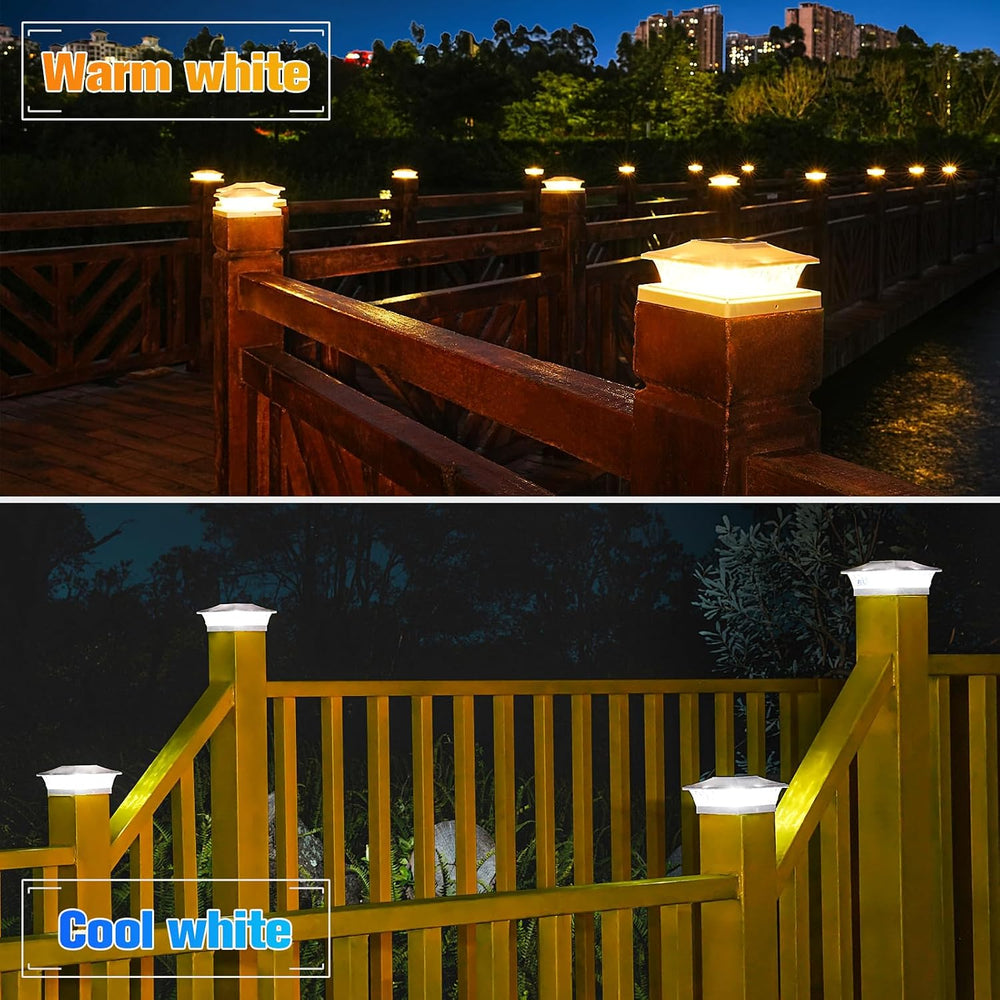 VOLISUN Solar Post Cap Lights, 2 Modes Outdoor Fence Lights (12Pack,White)