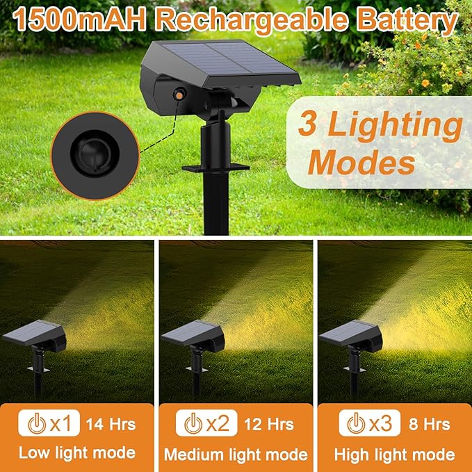 WELALO Solar Spot Lights Outdoor, [10 Pack/65 LED/3 Modes] 2-in-1 Solar Lands...
