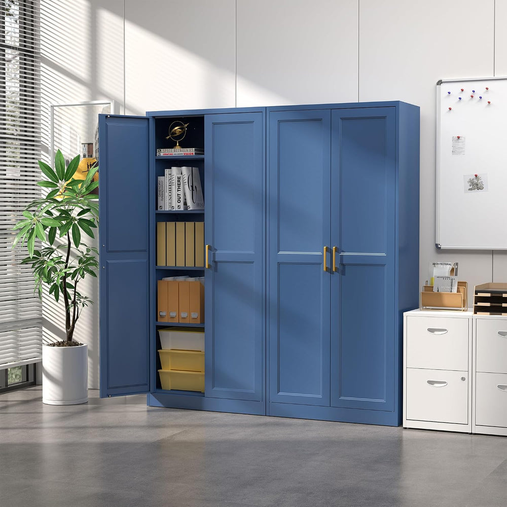 71"Metal Pantry Storage Cabinet with Doors & 4 Adjustable Shelves