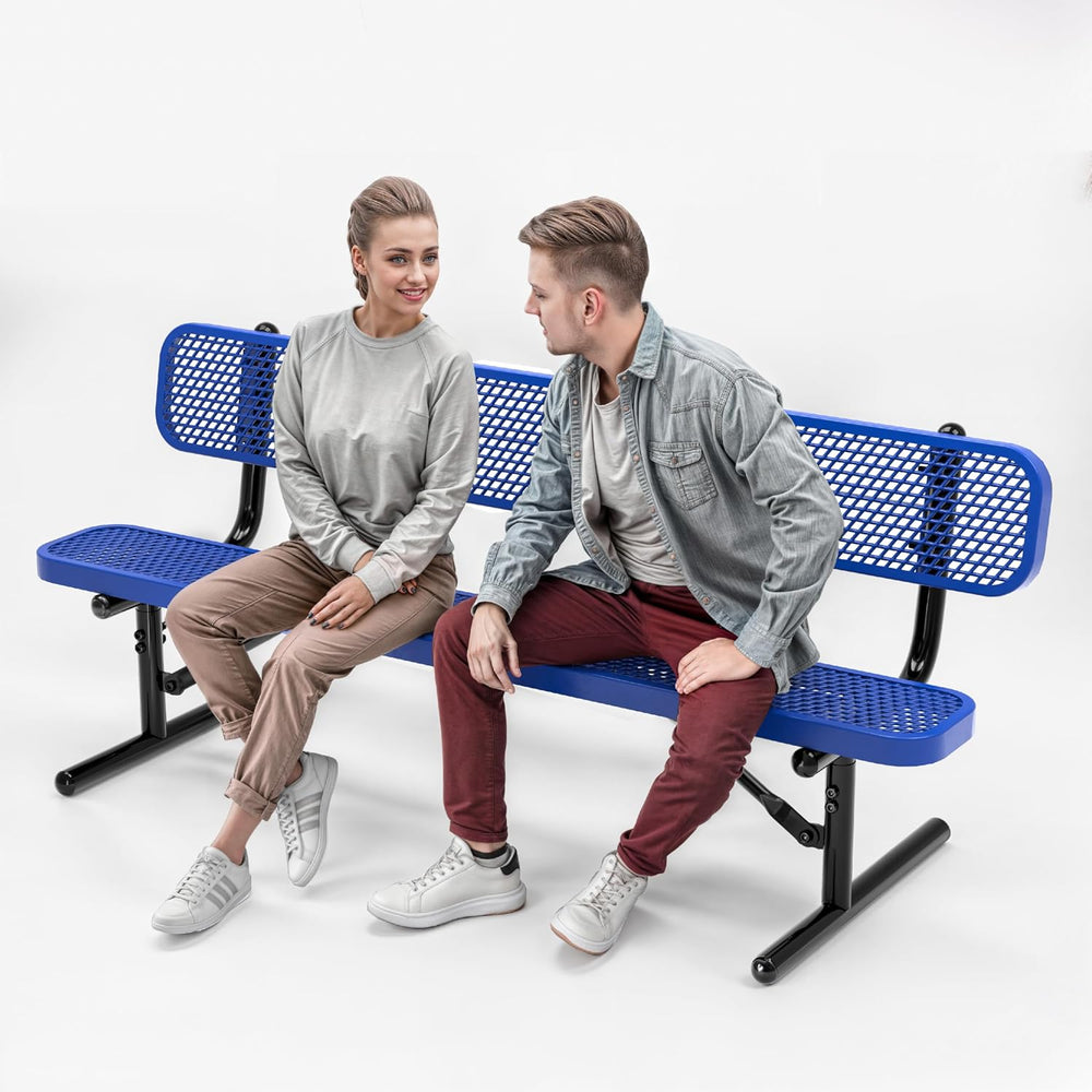 Heavy-Duty Outdoor Metal Bench, Adjustable Seat Height